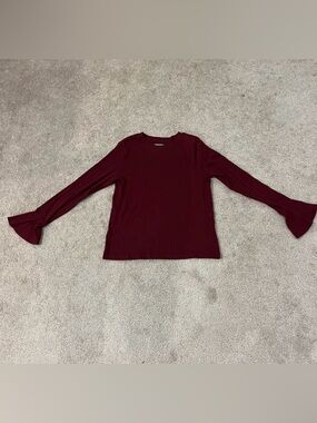 Free Assembly Ribbed Top with Bell Sleeves